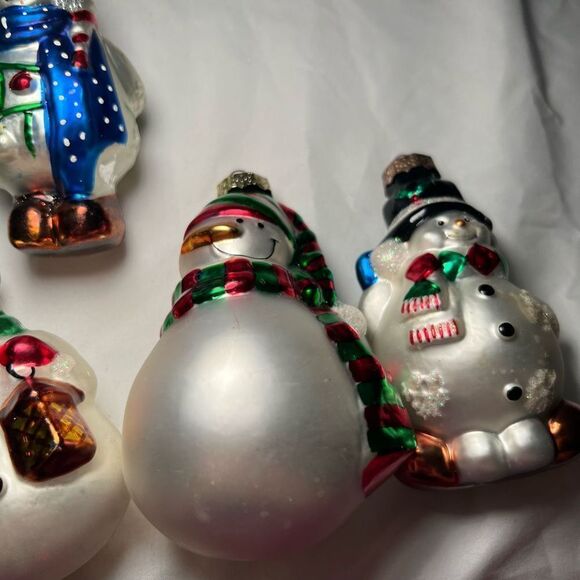 Set of 4 Blown Glass Snowmen - Picture 4 of 14